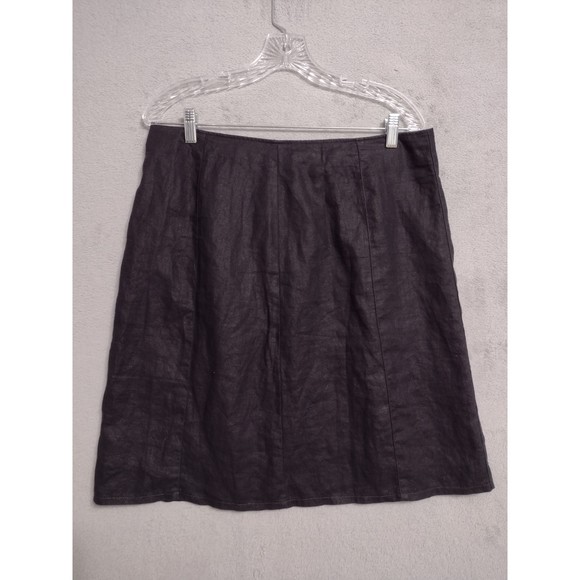 GAP 100% Linen Skirt Women's Size 12 Black A-Line Side Zipper - Picture 1 of 11
